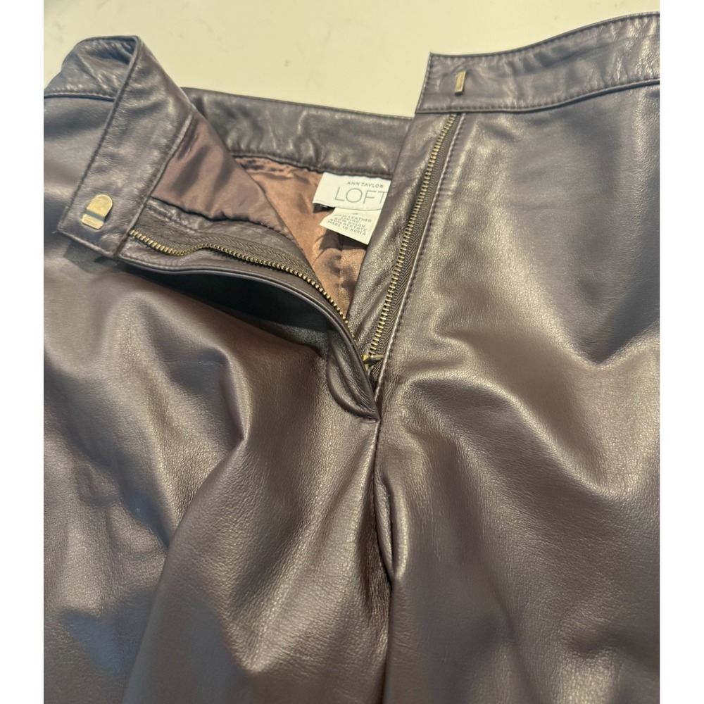 Vintage Y2K Brown Leather Pants Womens 6 Straight Leg Minimalist Fall - Picture 2 of 11